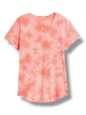 Old Navy Women’s Everyday Wear V-Neck tie dye coral orange short sleeve top tee